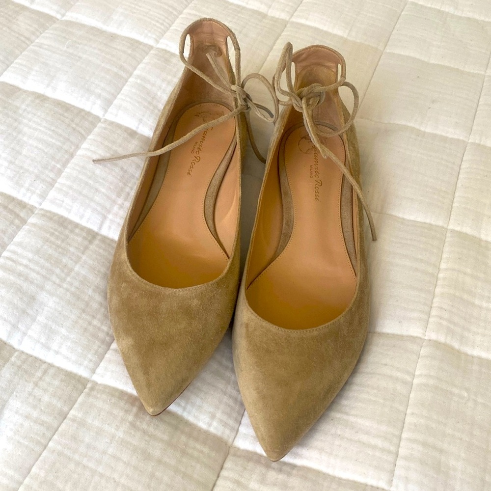 Gianvito Rossi Tan Suede Flats Sz. 40.5